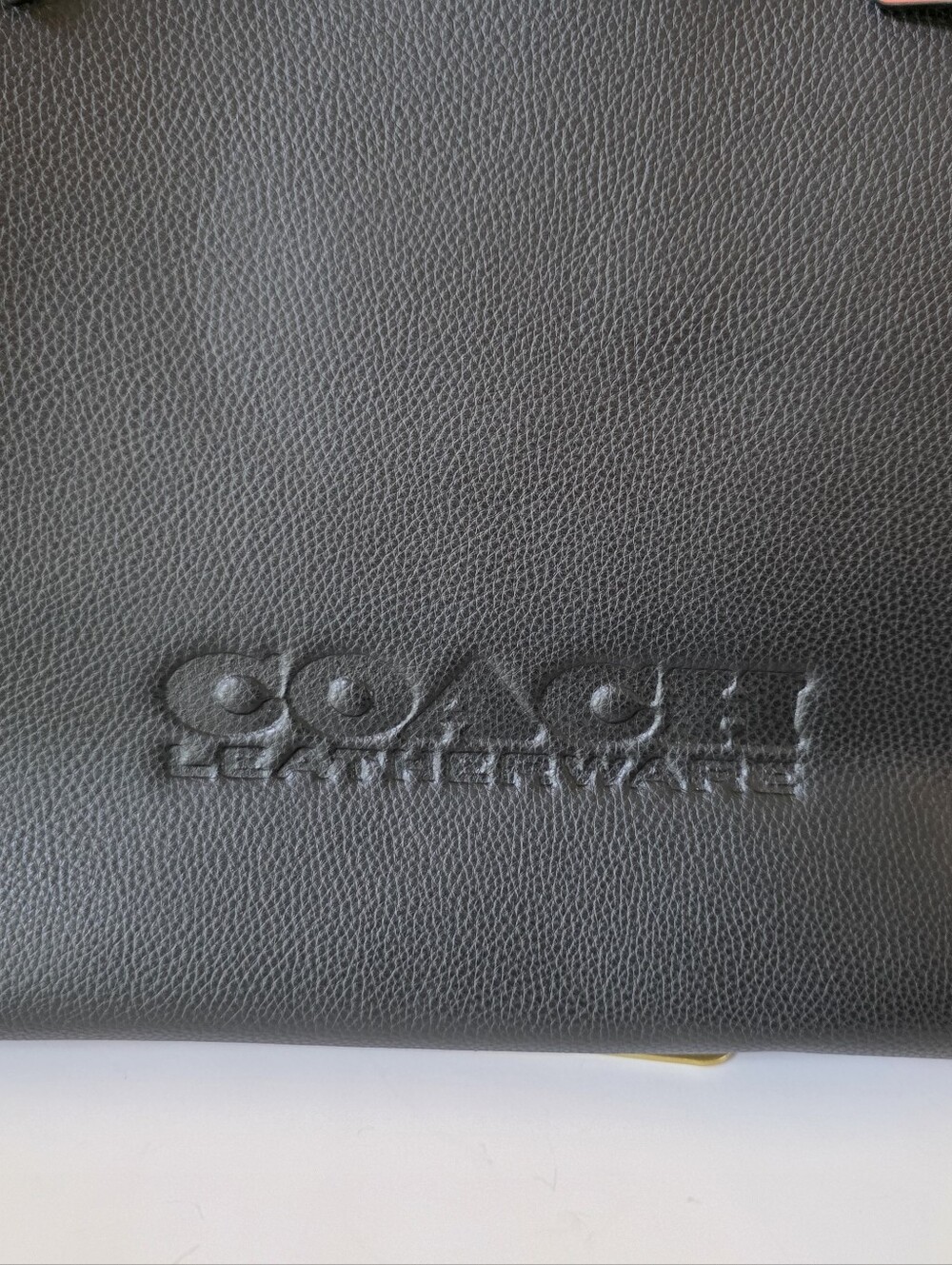 Coach Relay Tote Laptop Bag Black Polished Pebble Leather Large - Picture 5 of 15